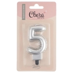 Свеча цифра "5" серебро