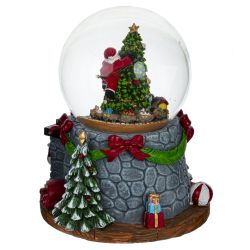 GAEM Фигурка декор в стекл шаре "Елка" (подсвет, муз, движ, 3хАА н/п) D12 см, L16 W14 H19,5 см