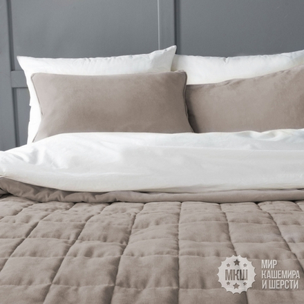 Готовые шторы и покрывало в комплекте СОФТТ (арт. BL10-021-18) - светло-серый