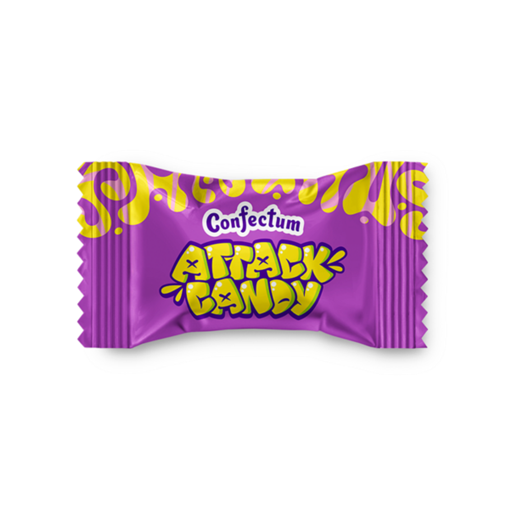Кислая конфета «Confectum Attack candy» со вкусами киви и маракуйи, 50 гр х 12 шт