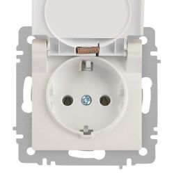 Розетка Intro Accent 6-203-06 2P+E Schuko с крышкой, 16А-250В, IP20, СУ, AL/CU, перламутр