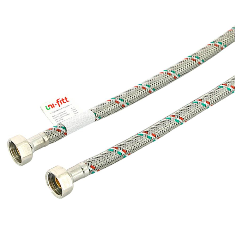 Подводка гибкая Uni-Fitt ВВ 1/2", 40 см, DN 8, оплётка из нерж. стали