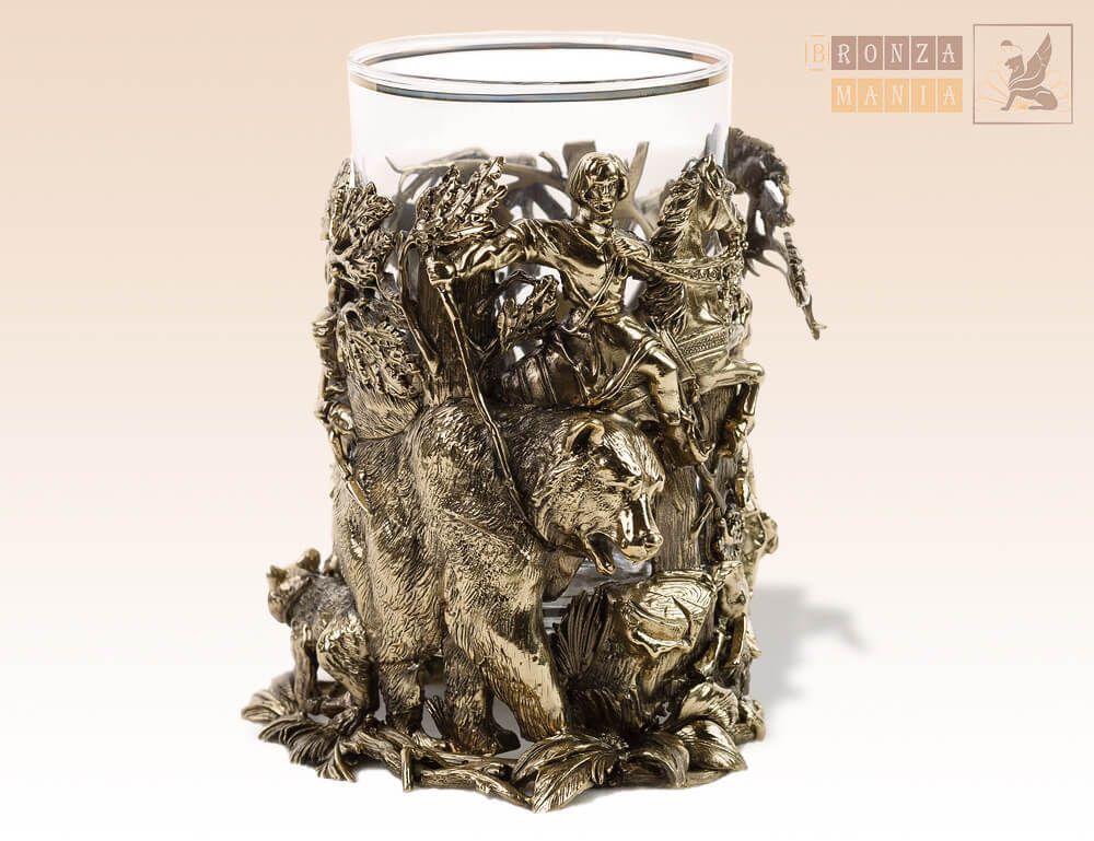 подстаканник Охота на медведя с рогатиной