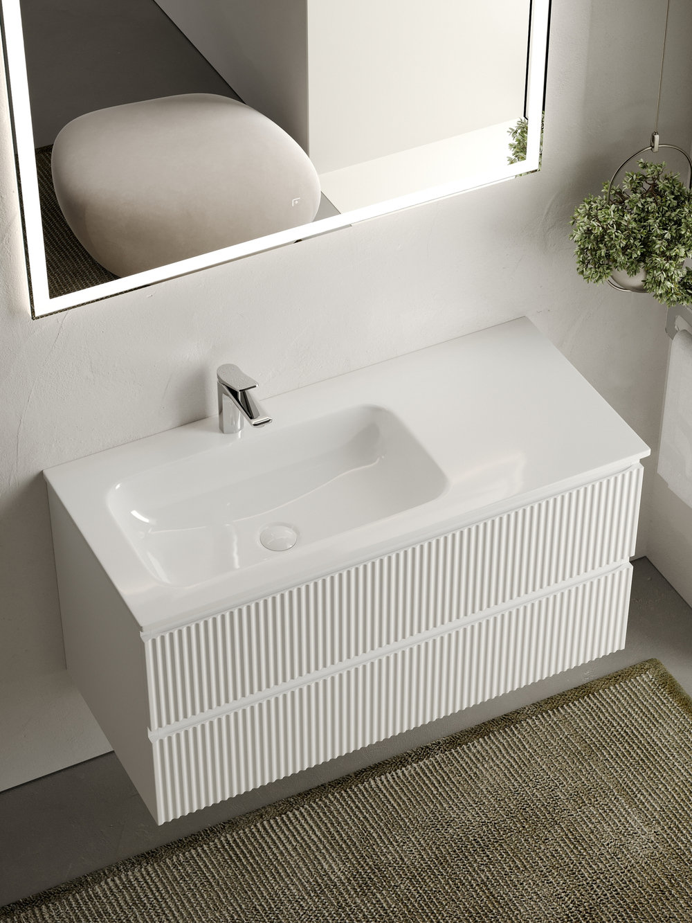 Тумба с раковиной Sancos Snob R 100 см SNR100LW левая, bianco