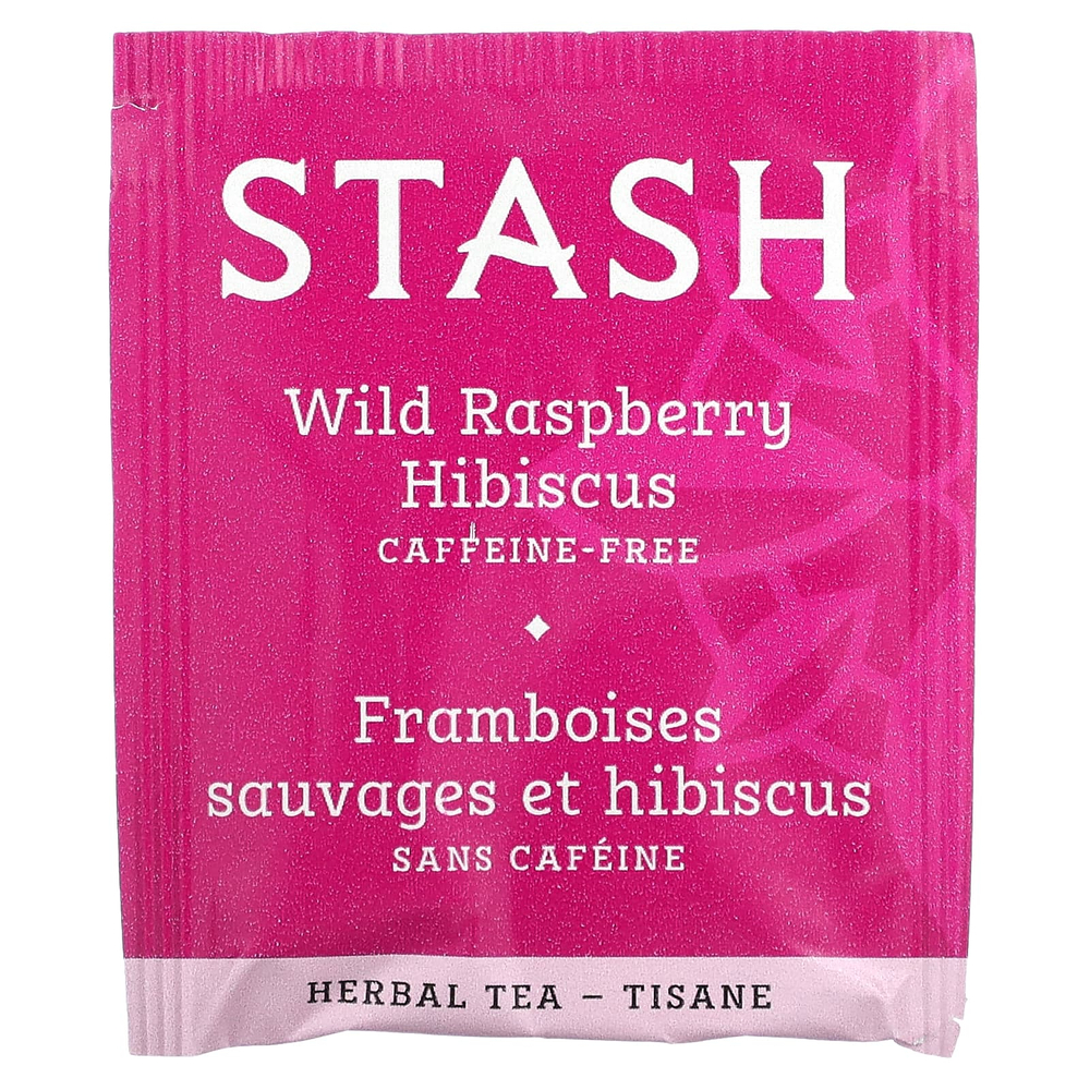 Stash Tea, Herbal Tea, гибискус с дикой малиной, без кофеина, 20 чайных пакетиков, 38 г (1,3 унции)