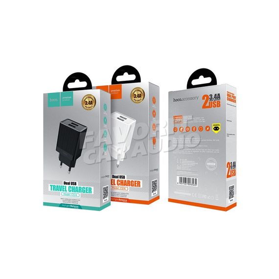 СЗУ 2 USB HOCO C51A Prestige 3400mA пластик белый