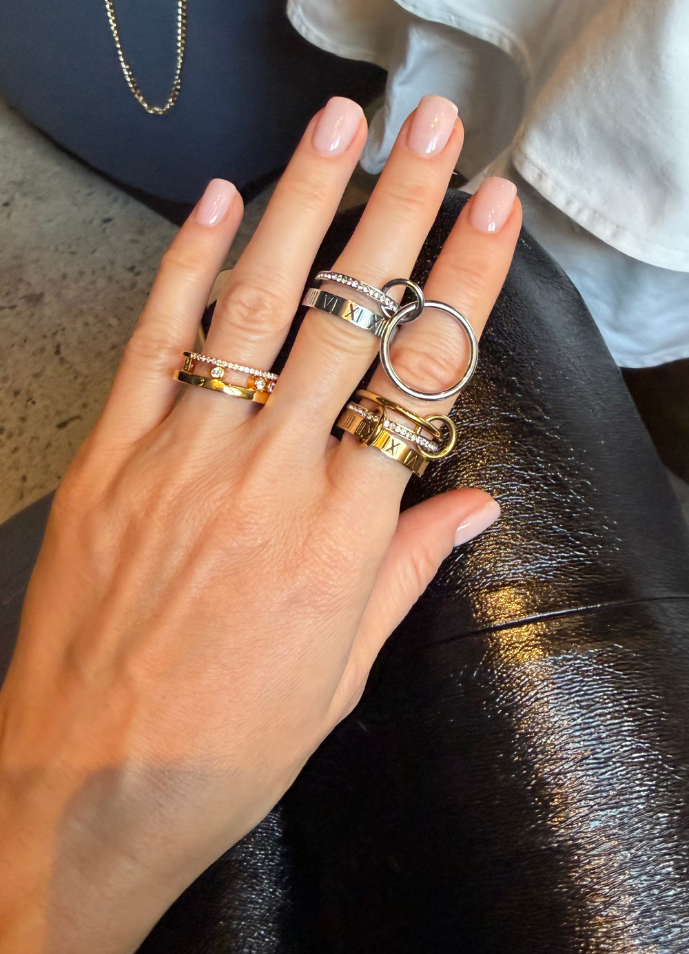 Кольцо с римскими цифрами многосоставное silver