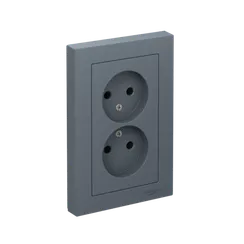 Розетка 2-м СП AtlasDesign 16А IP20 без заземл. в сборе грифель SE ATN000720