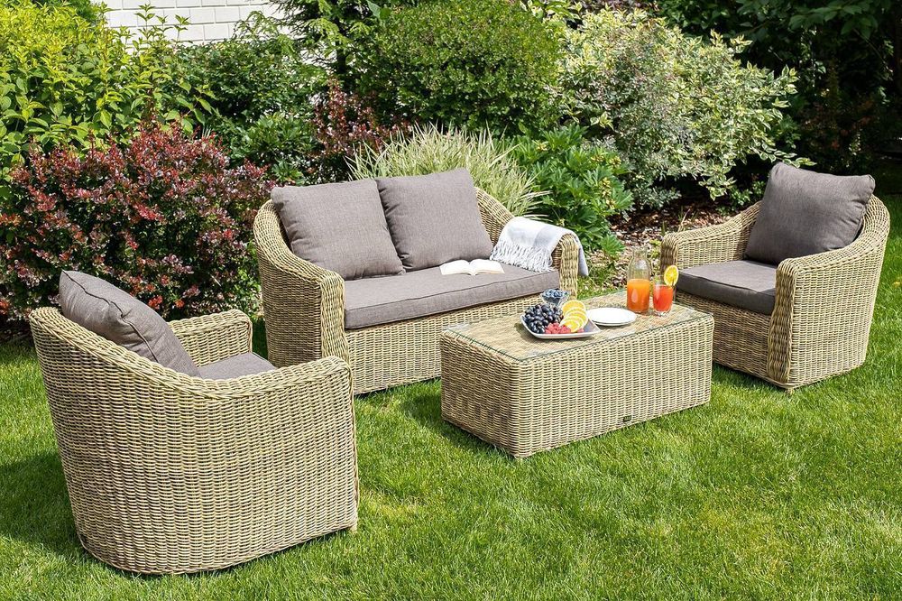 "Кон Панна" лаунж-зона из искусственного ротанга, цвет соломенный