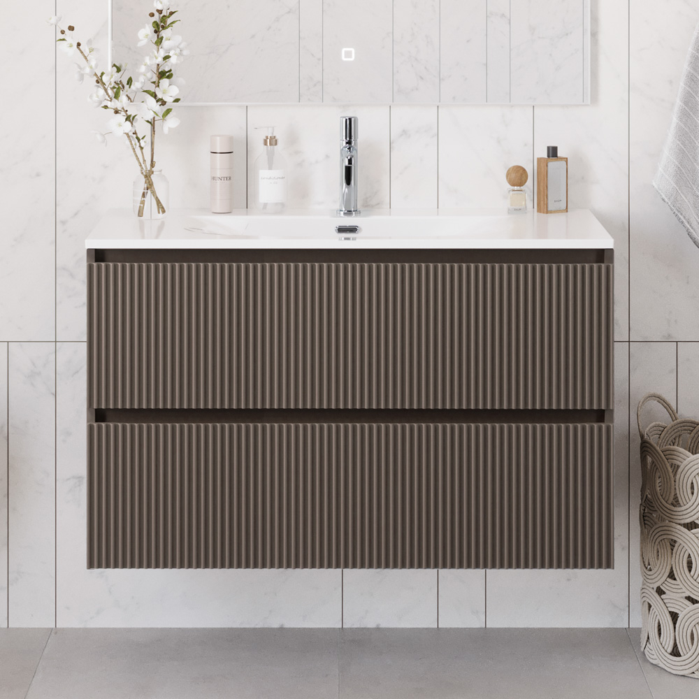 Тумба с раковиной подвесная BelBagno UNO-1200-2C-SO-СO Бежевый матовый, раковина белая BB-8099-120