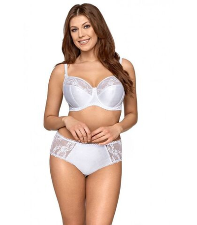 Бюстгальтер plus size с мягкими чашками с цветочным орнаментом (Размер: 75L) (Цвет: белый)