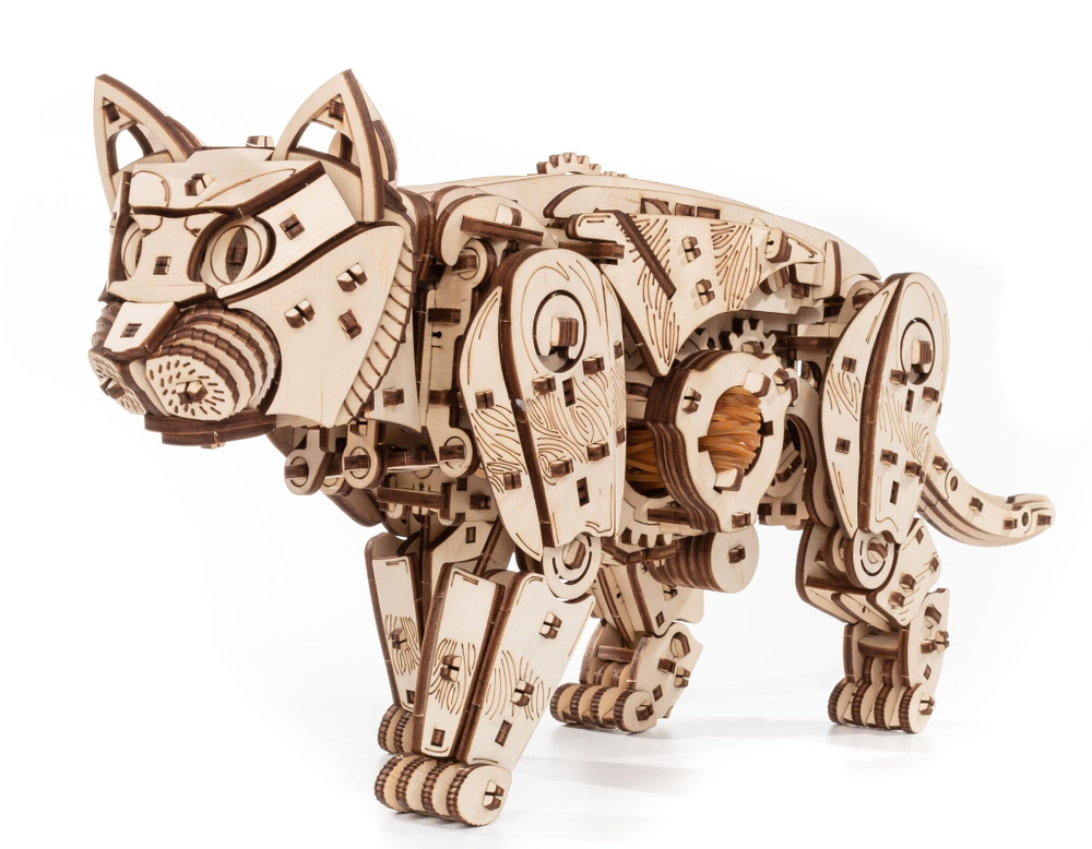 Сборная модель деревянная, конструктор 3D EWA Механический Кот (Кошка)