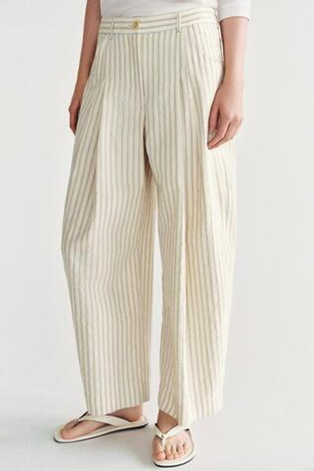 ZARA БРЮКИ БАРРЕЛЬ В ПОЛОСКУ — ZW COLLECTION, ЭКРЮ