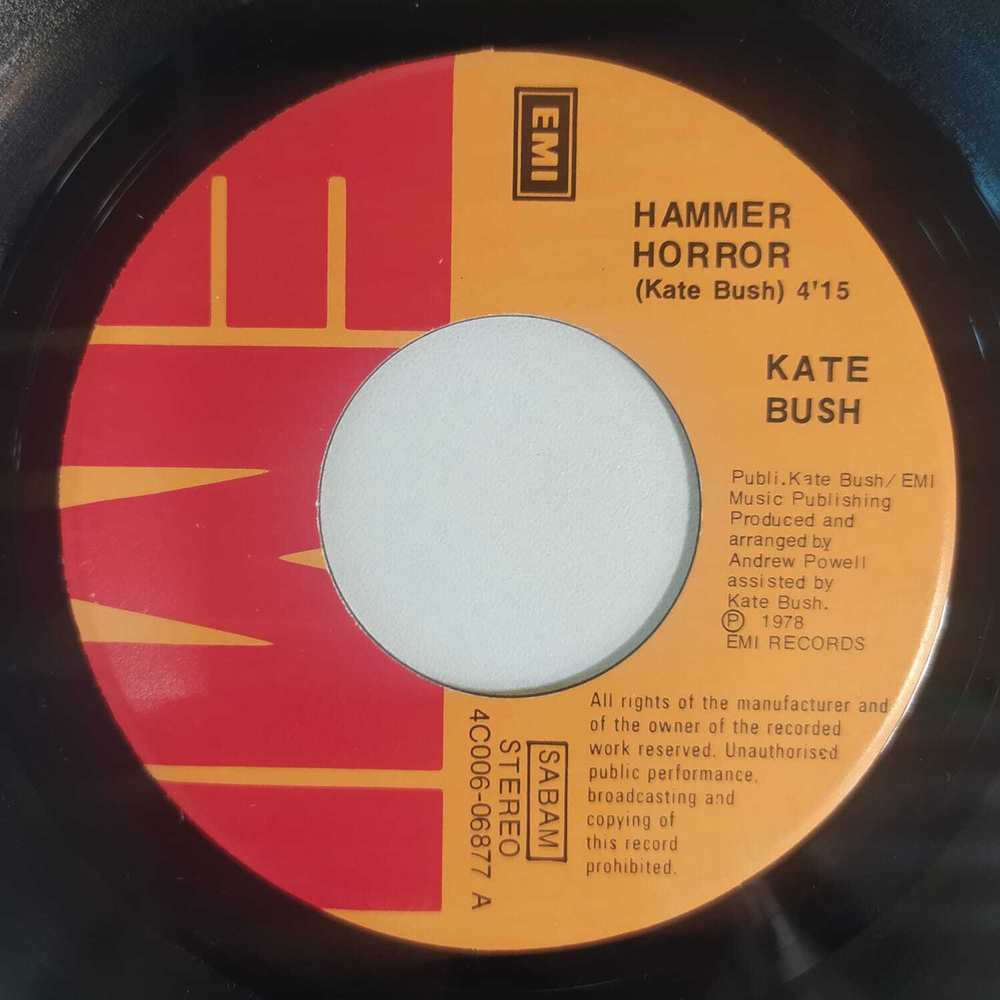 Kate Bush - Hammer Horror (Бельгия 1978г.) 7", Single