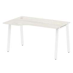 Metal System Стол криволинейный левый на А-образном м/к БА.СА-2 (L) Дуб Наварра/Металл Белый 1400*90