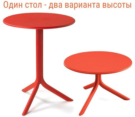 Стол пластиковый обеденный Nardi Spritz + Spritz Mini, коралловый