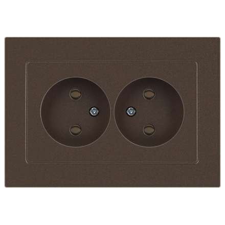 Розетка Intro Accent 6-204-08 2х2P, 16А-250В, IP20, СУ, AL/CU, бронза