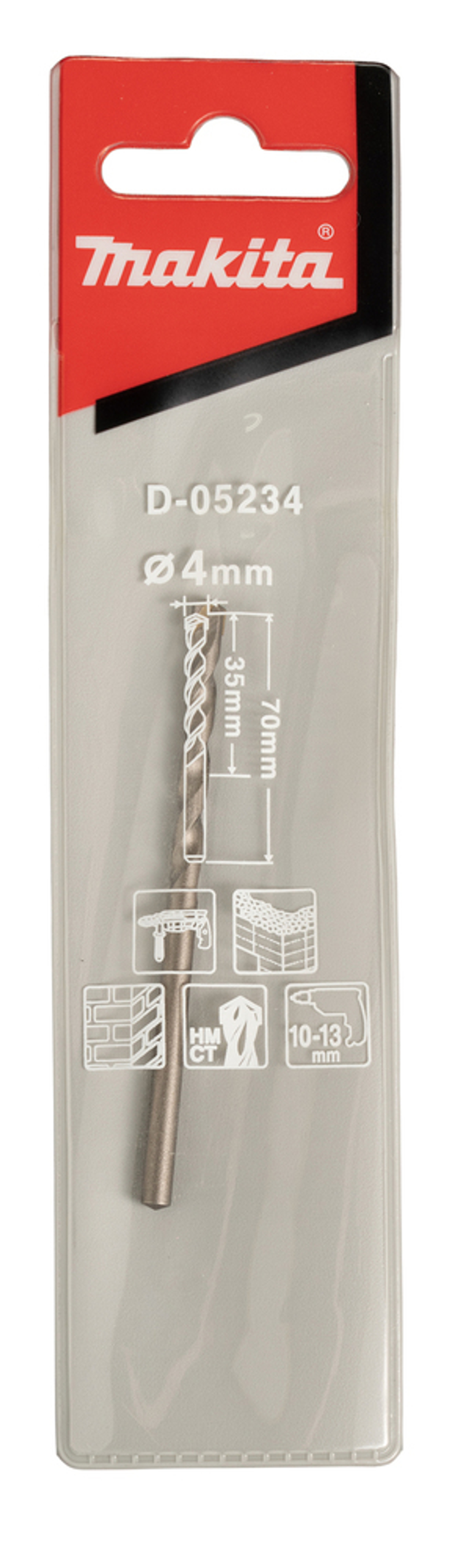 Сверло по бетону 4x35x70 Makita D-05234 Каменная кладка 4,0 х 35 x 70 мм TCT
