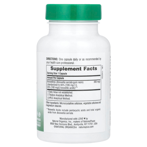 NaturesPlus, Herbal Actives, Boswellin®, 300 мг, 60 капсул