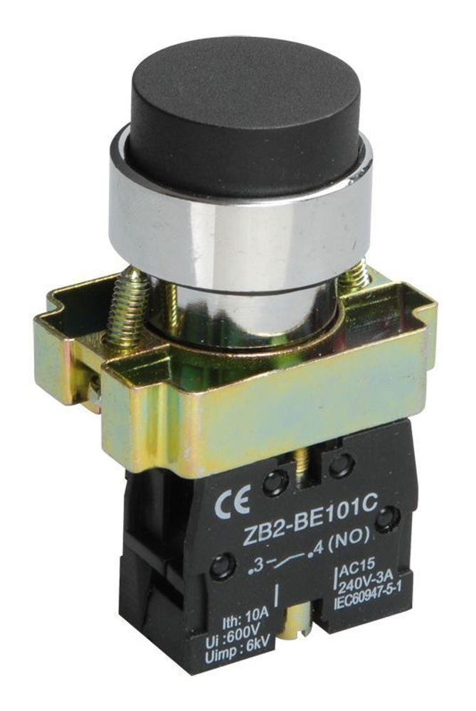 Кнопка LAY5-BL21 1НО без подсветки черн. KARAT IEK BBT70-BL-K02