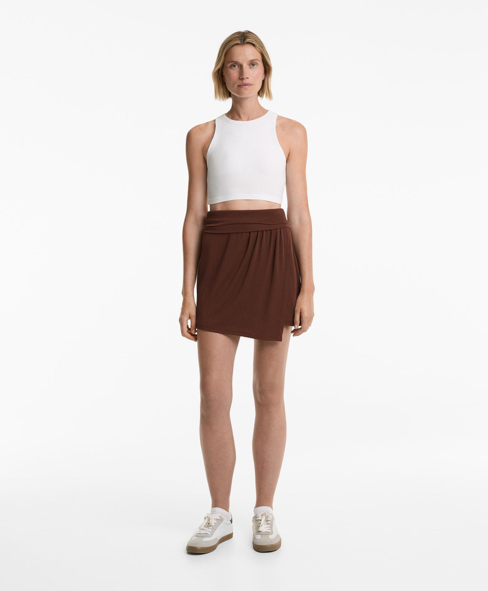 Oysho Шорты-юбка из модального саронга, шоколадный