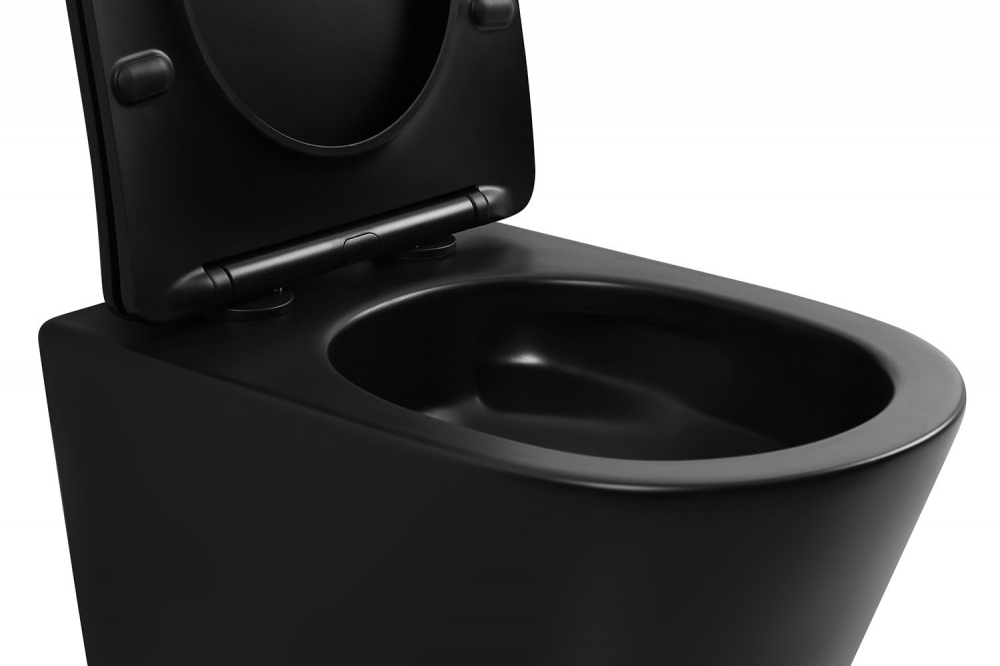 Унитаз ABBER Bequem AC1102TMB подвесной черный матовый, безободковый, смыв торнадо