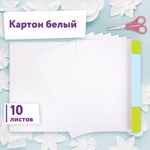 Картон белый А4 немелованный, 10 листов, в папке, ЮНЛАНДИЯ, 200х290 мм, "Лебедь", 115639