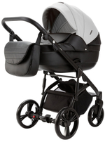 Детская коляска Adamex Lanti Deluxe 3 в 1 LN-SD01 (БЕЛ.КОЖА + ЧЕРН. КОЖА)
