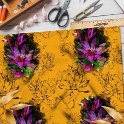 Ткань таффета фиолетовый цветок с тенью