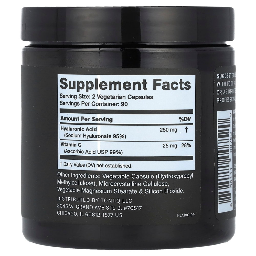 Toniiq, Гиалуроновая кислота, 180 капсул