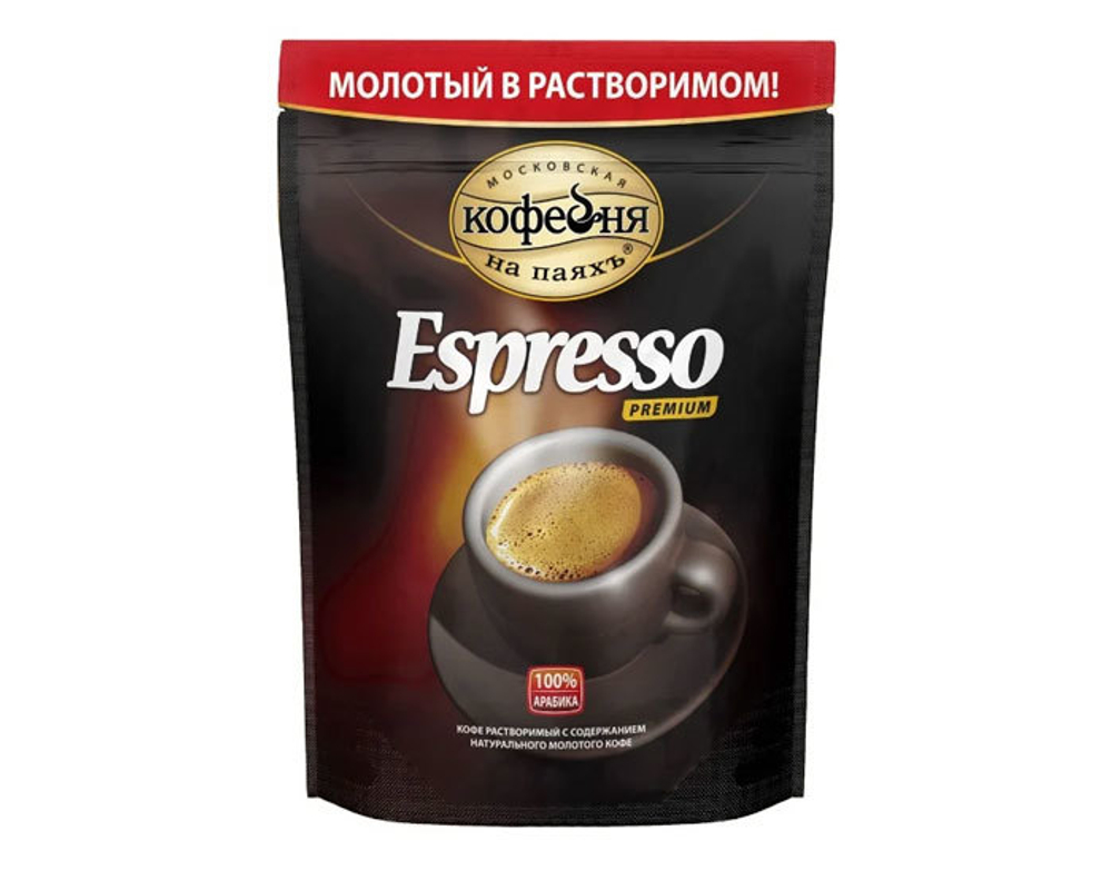 купить Кофе растворимый Московская Кофейня на Паяхъ Espresso с молотым кофе, 95 г пакет