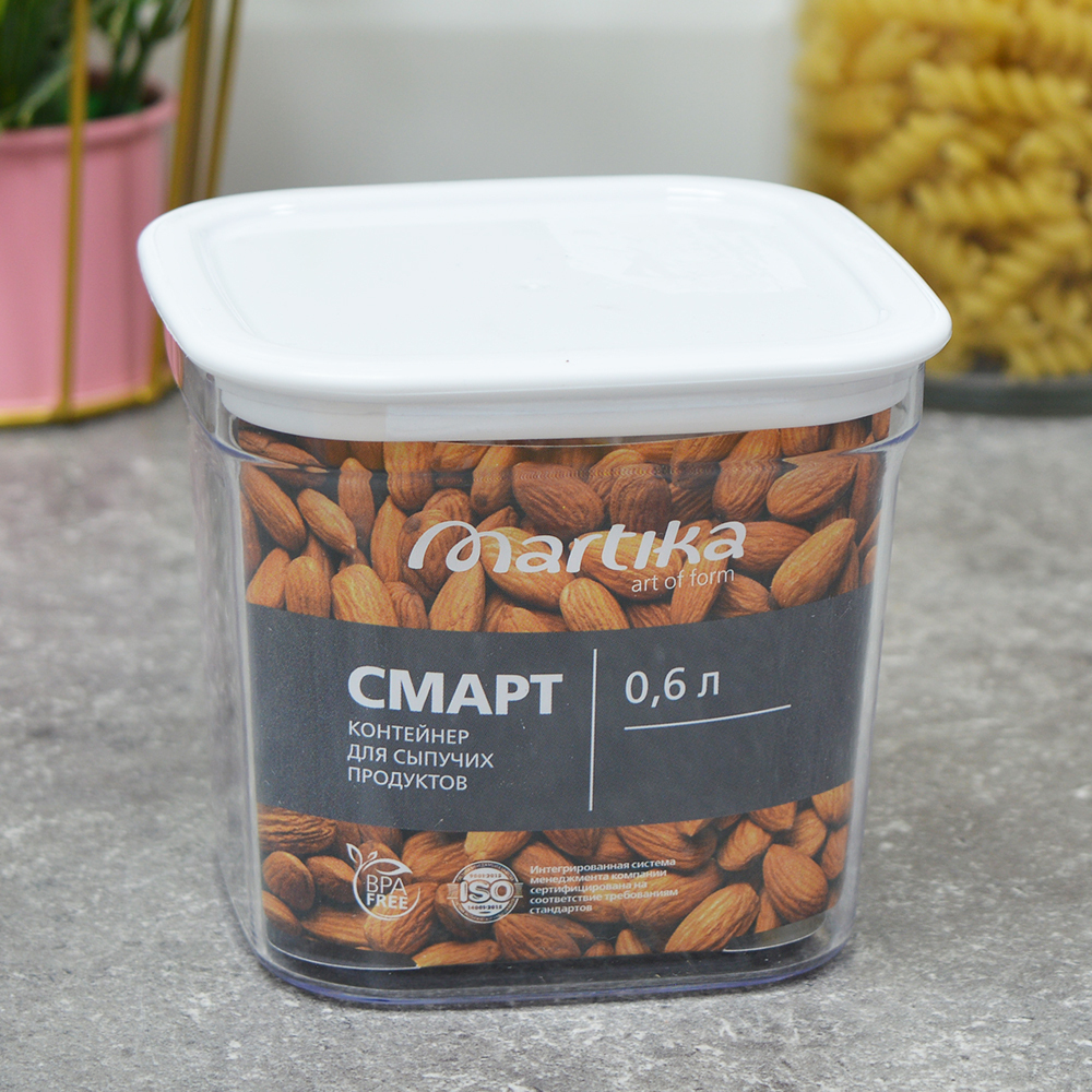 Контейнер для сыпучих продуктов 0,6л "Смарт" белый