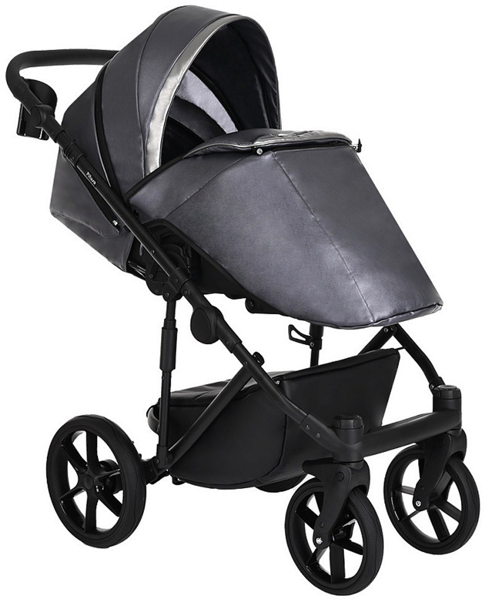 Детская коляска Pituso Luna Luxury 2 в 1 Кожа 10210 Silver Dark Grey