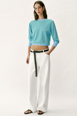 ZARA ТРИКОТАЖНАЯ ТОЛСТОВКА В ПОЛОСКУ, РАЗНОЦВЕТНЫЙ