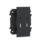 Зарядное устройство USB типа A+C+A+C,  ток до 2x3100мА,  в сборе с суппортом,  цвет чёрный матовый