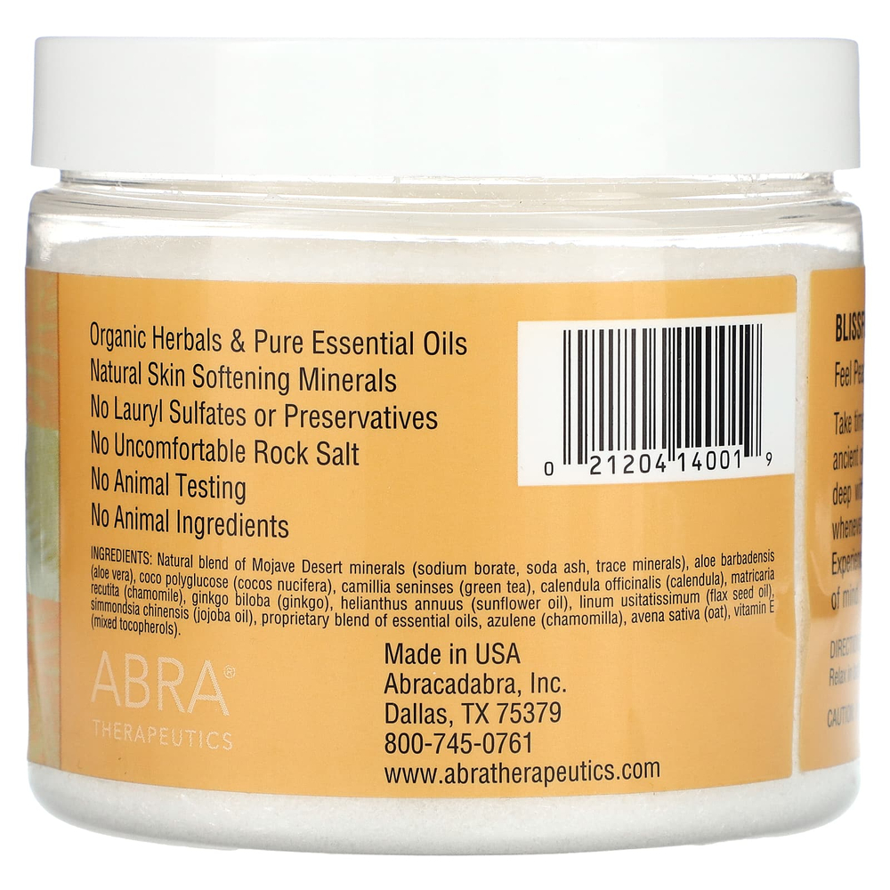 Abra Therapeutics, Натуральная пена для ванн, Blissful Harmony, пачули и ладан, 397 г (14 унций)