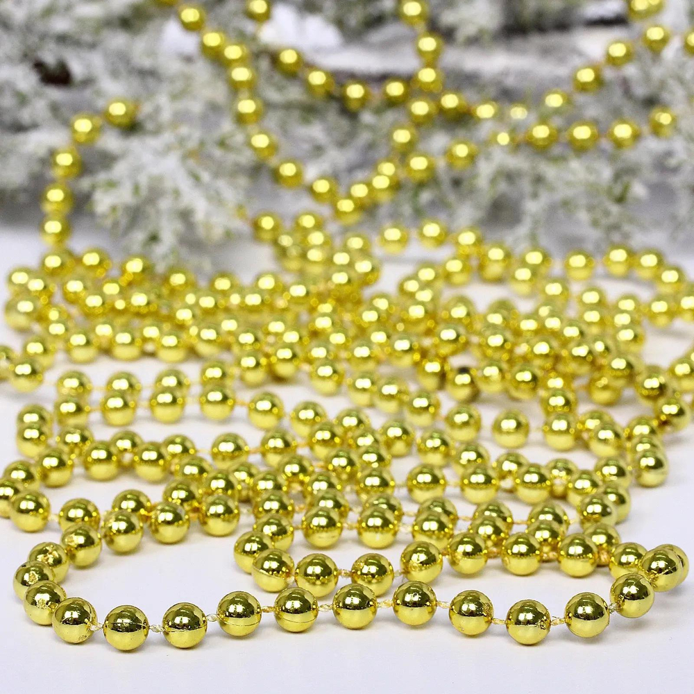 Бусы на елку 2,7м «Шарик» d-6мм, золото (pvc коробка)