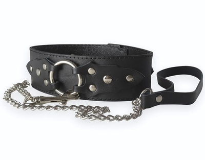 Широкий кожаный ошейник в готическом стиле (Цвет: черный)