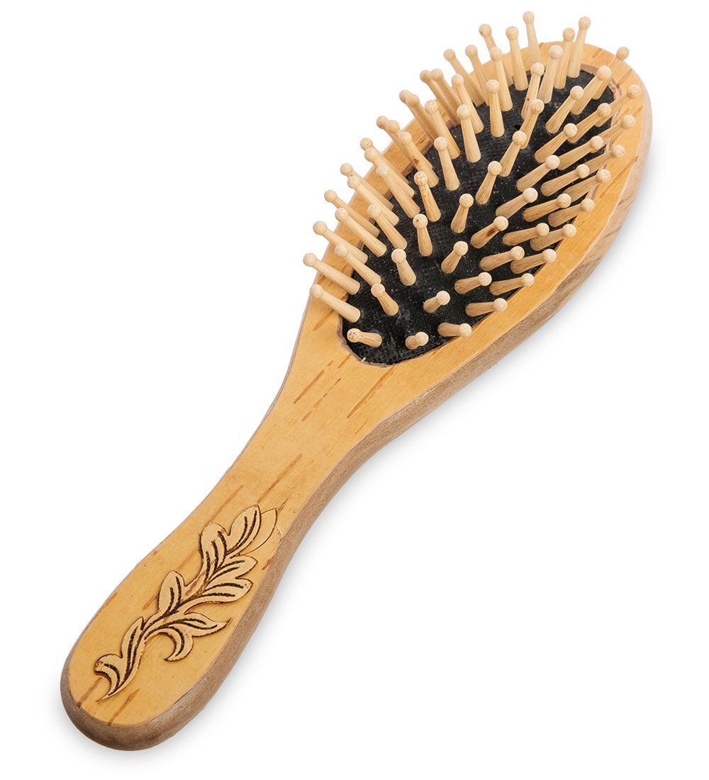 Народные промыслы BST-327/6 Массажная расческа деревянная «Вьюнок» (береста)