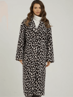 Шуба чебурашка искусственная тедди, белый леопард, SilverFox