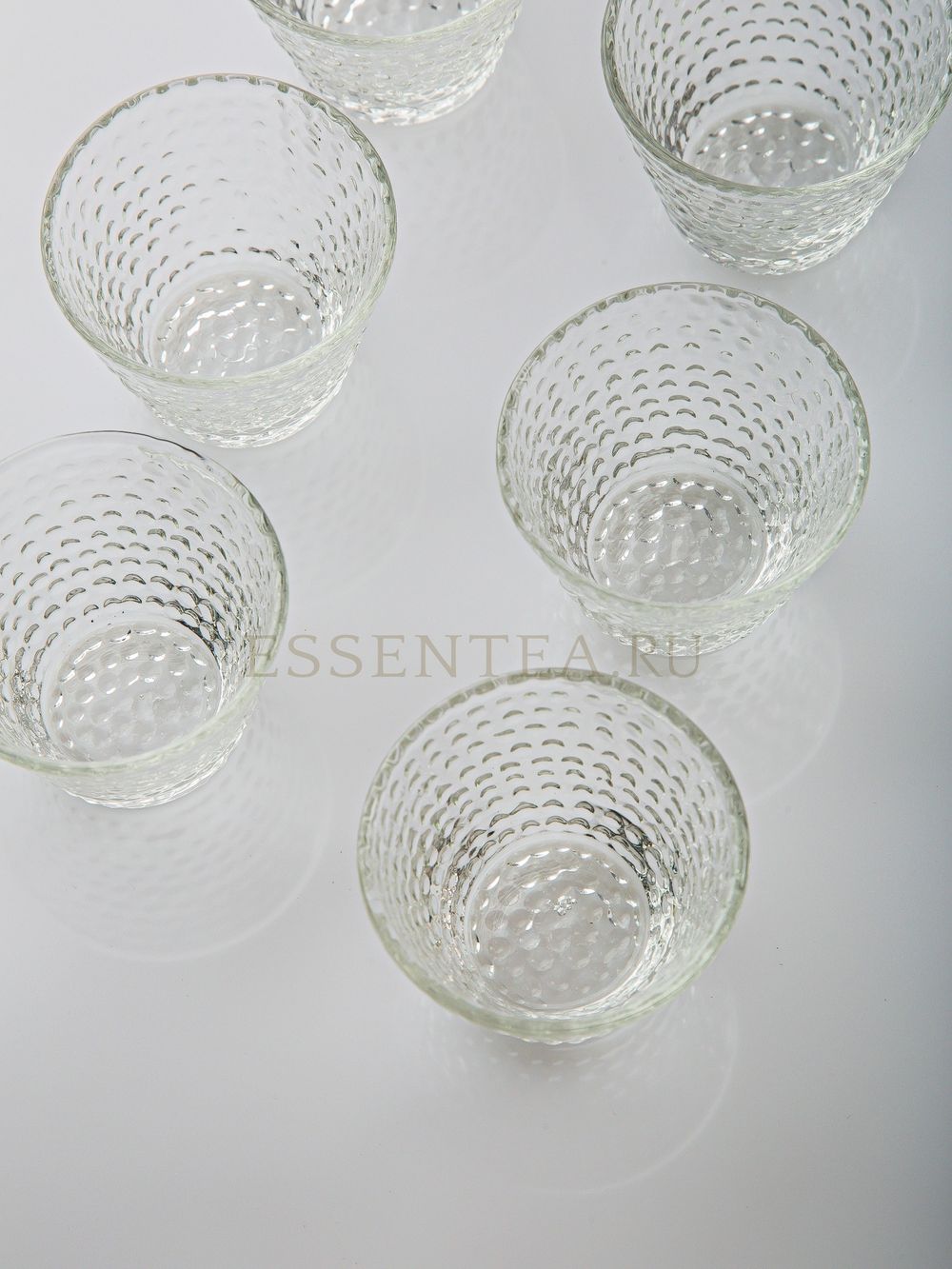 Чашка стеклянная с рифленым рисунком (Цена за 1 штуку) - 6 штук в наборе