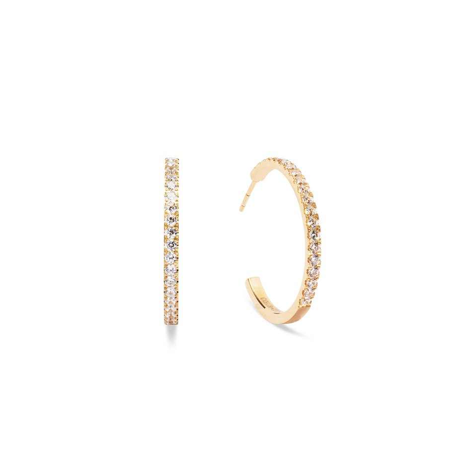 Серьги Coeur de Lion Hoop Crystal-Gold 30мм 0147/23-1816