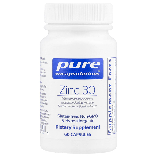 Pure Encapsulations, Цинк 30, 60 капсул (30 мг в капсуле)