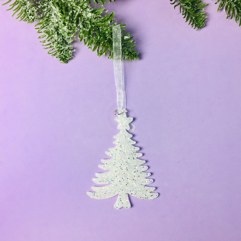 Подвеска «Елочка» 10 см, белый блеск