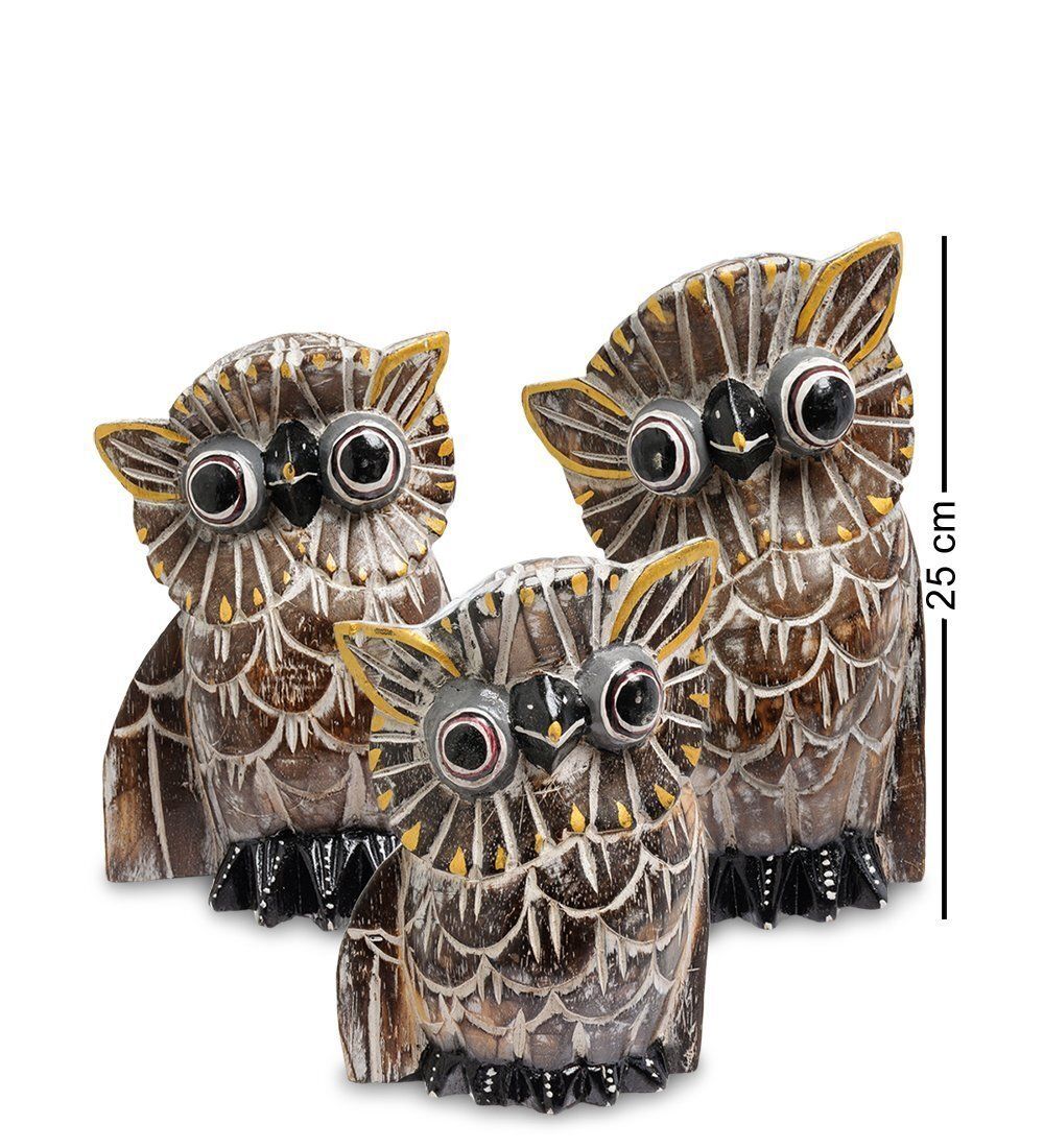 99-435 Фигурка «Сова» н-р из трех 25,20,15 см (албезия, о.Бали)