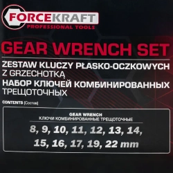 Набор ключей комбинированных трещоточных 12пр. FORCEKRAFT FK-10337