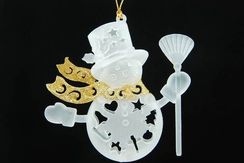 Украшение"Снеговик" цвет золото-белый ,10 см, (120413)