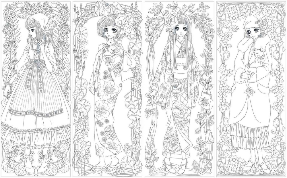 Nelco Neco Modern Girls and Cats. Coloring Book