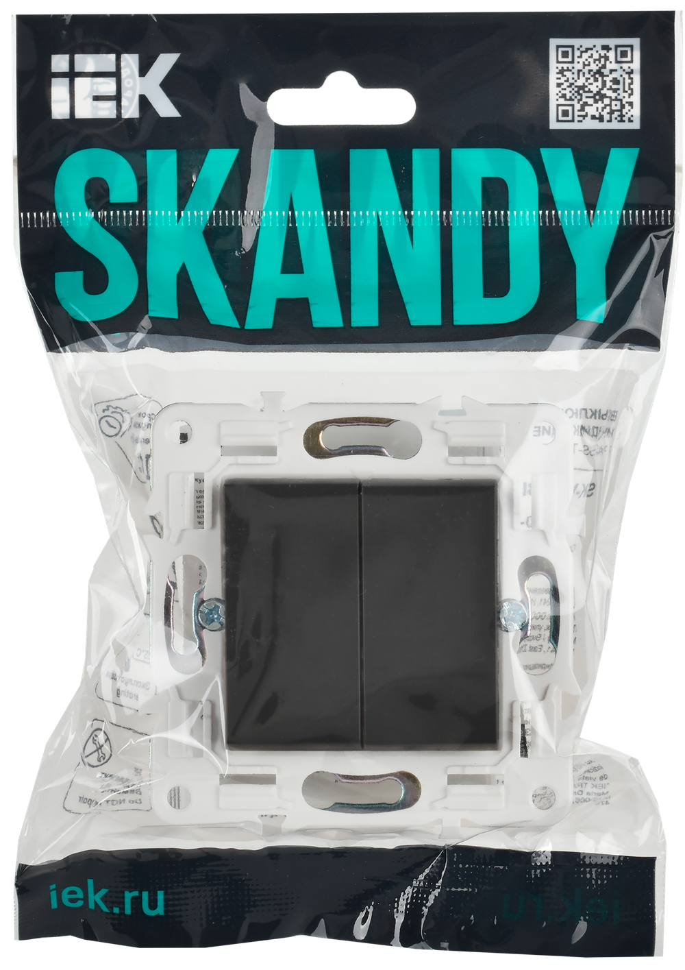 SKANDY Выключатель 2-клавишный проходной 10А SK-V05G графит IEK