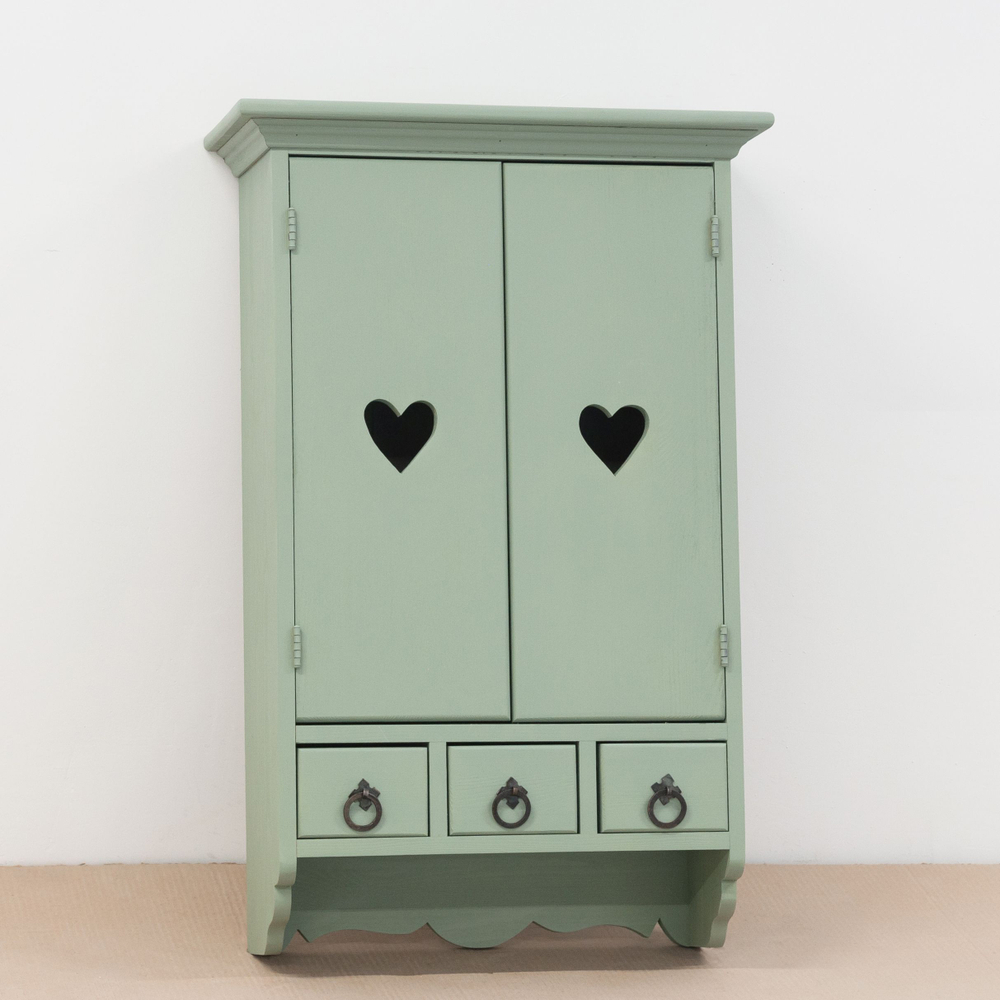 Шкаф навесной Прованс 2 двери 3 ящика для ванной и кухни из массива сосны, эвкалиптовый